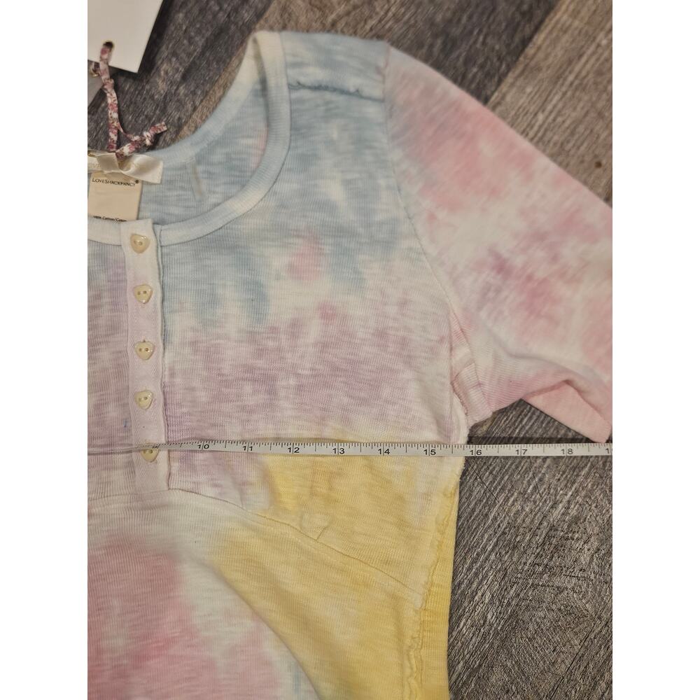 Love shack fancy aeris babydoll top womens small tiedye henley coquette pastel - Picture 5 of 9